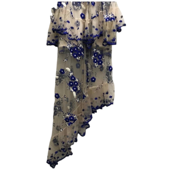 Alice McCall Dress Mirage Gown Nude Blue Low High US 4 Asymmetric Ruffle White - Picture 8 of 12